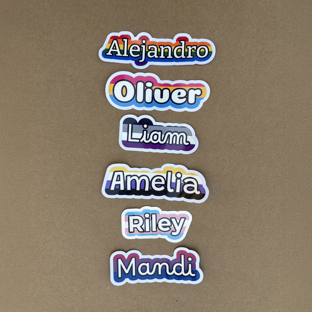 Custom Pride Name Sticker (1.5” Tall) - Water-Resistant Vinyl