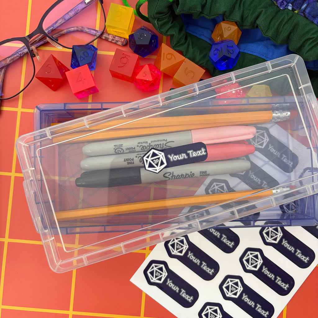 Custom Label Sticker Sheets (D20 Dice Edition) - 12 Personalized Water-Resistant Labels