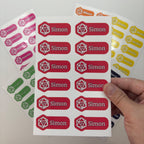 Custom Label Sticker Sheets (D20 Dice Edition) - 12 Personalized Water-Resistant Labels