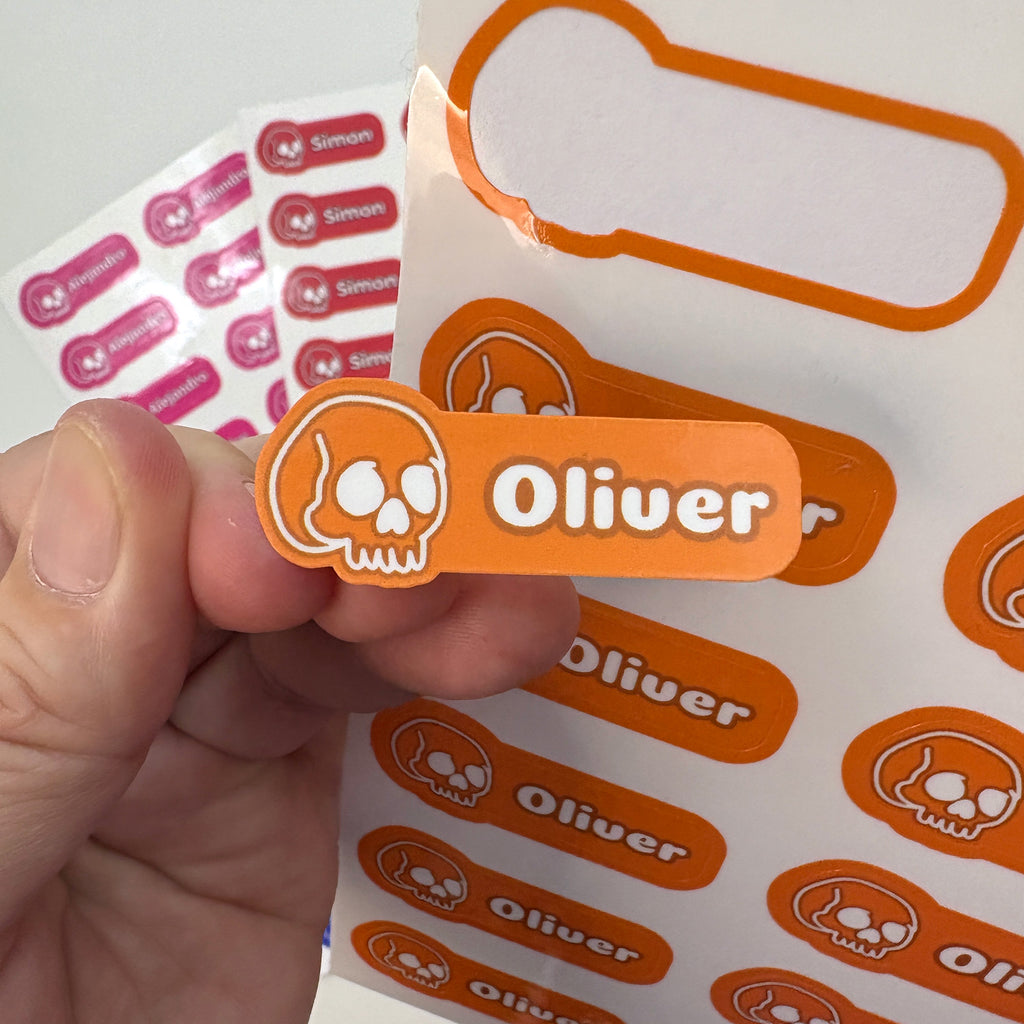 Custom Label Sticker Sheets (Skull Edition) - 12 Personalized Water-Resistant Labels