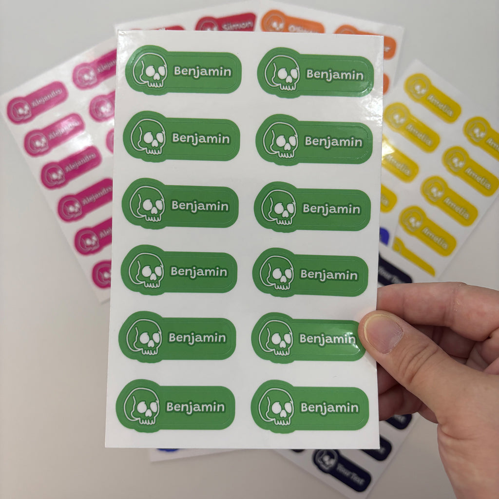 Custom Label Sticker Sheets (Skull Edition) - 12 Personalized Water-Resistant Labels