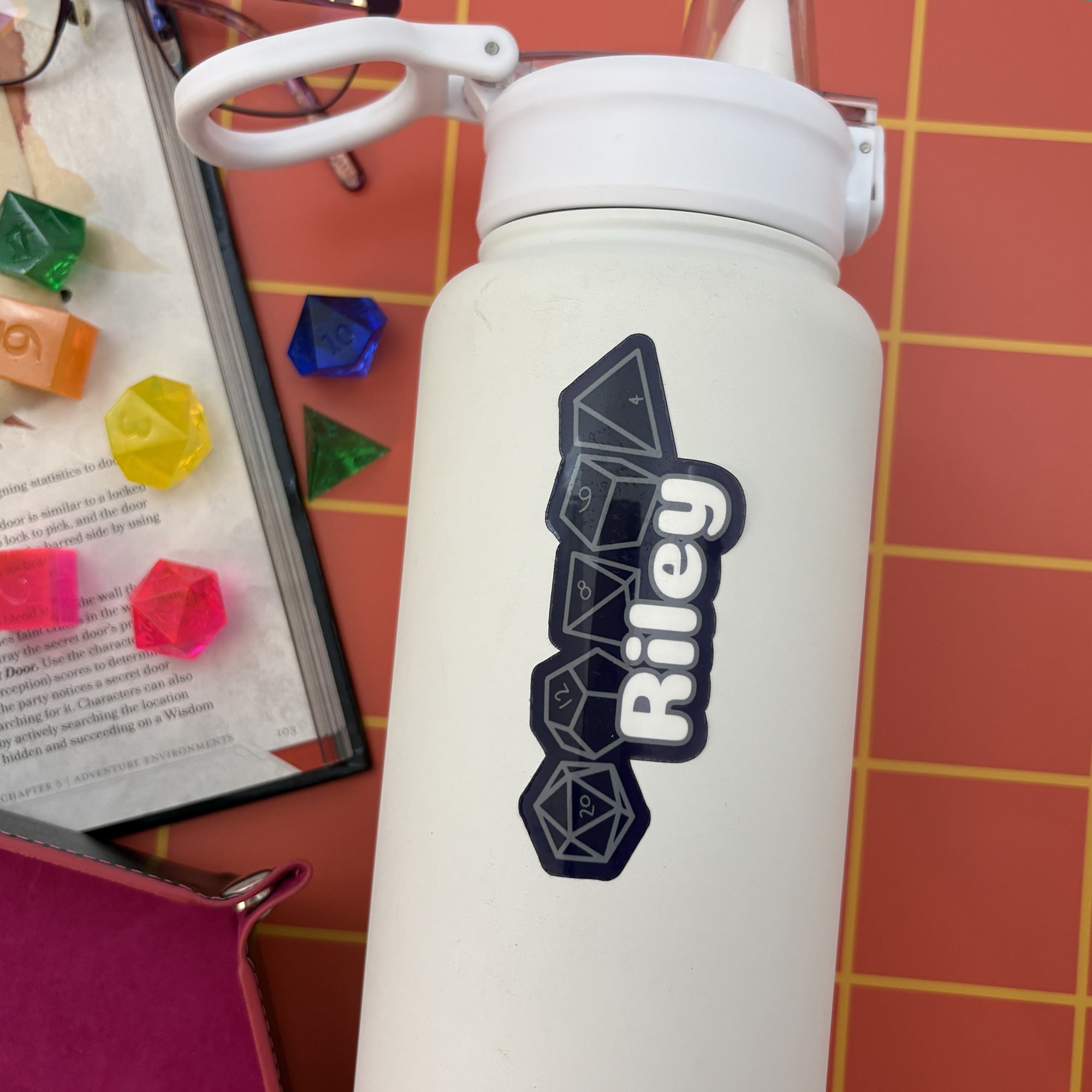 Custom Dice Name Sticker (1.5” Tall) - Water Resistant Vinyl