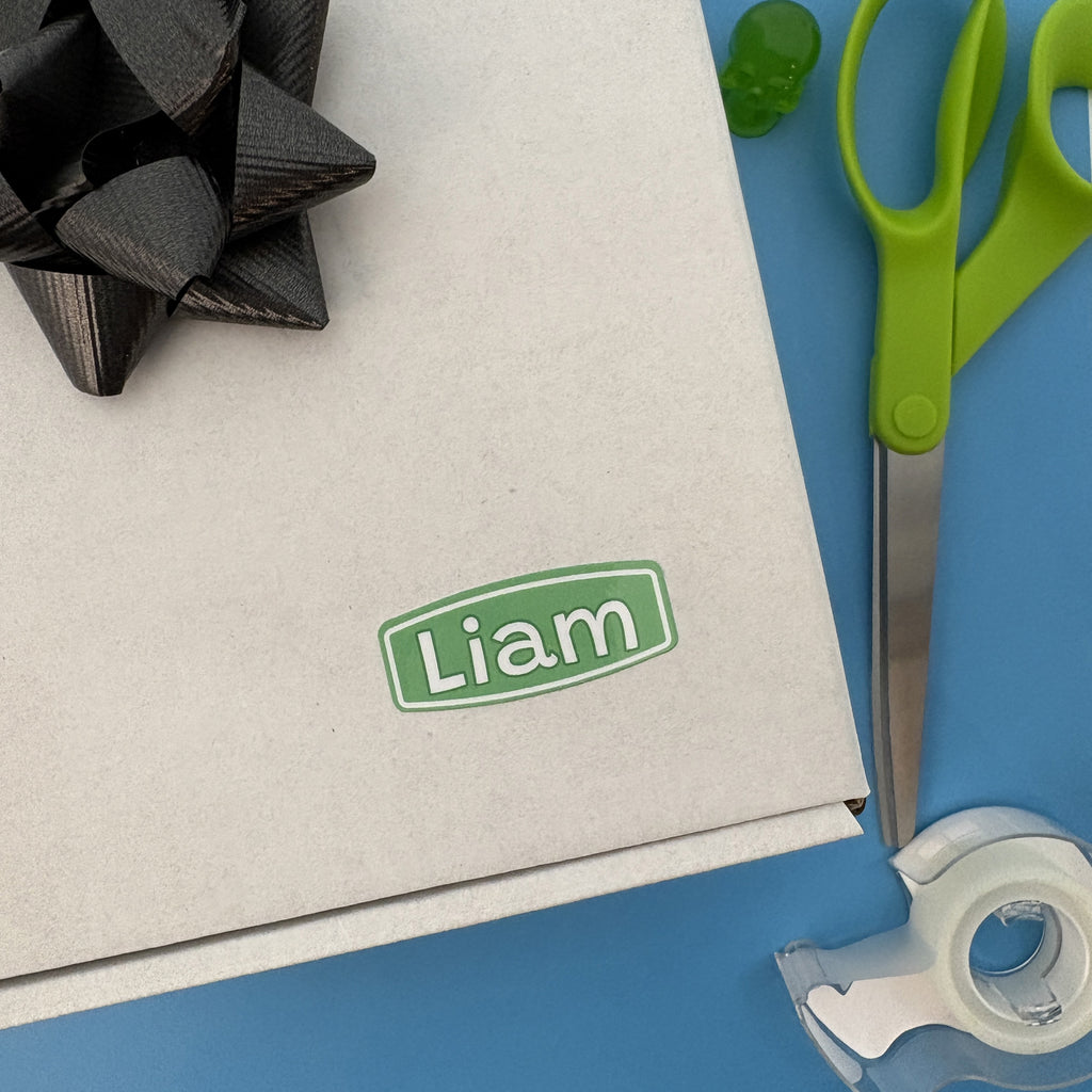 Custom Name Label Sheet - 12 Personalized Water-Resistant Labels (Style B)