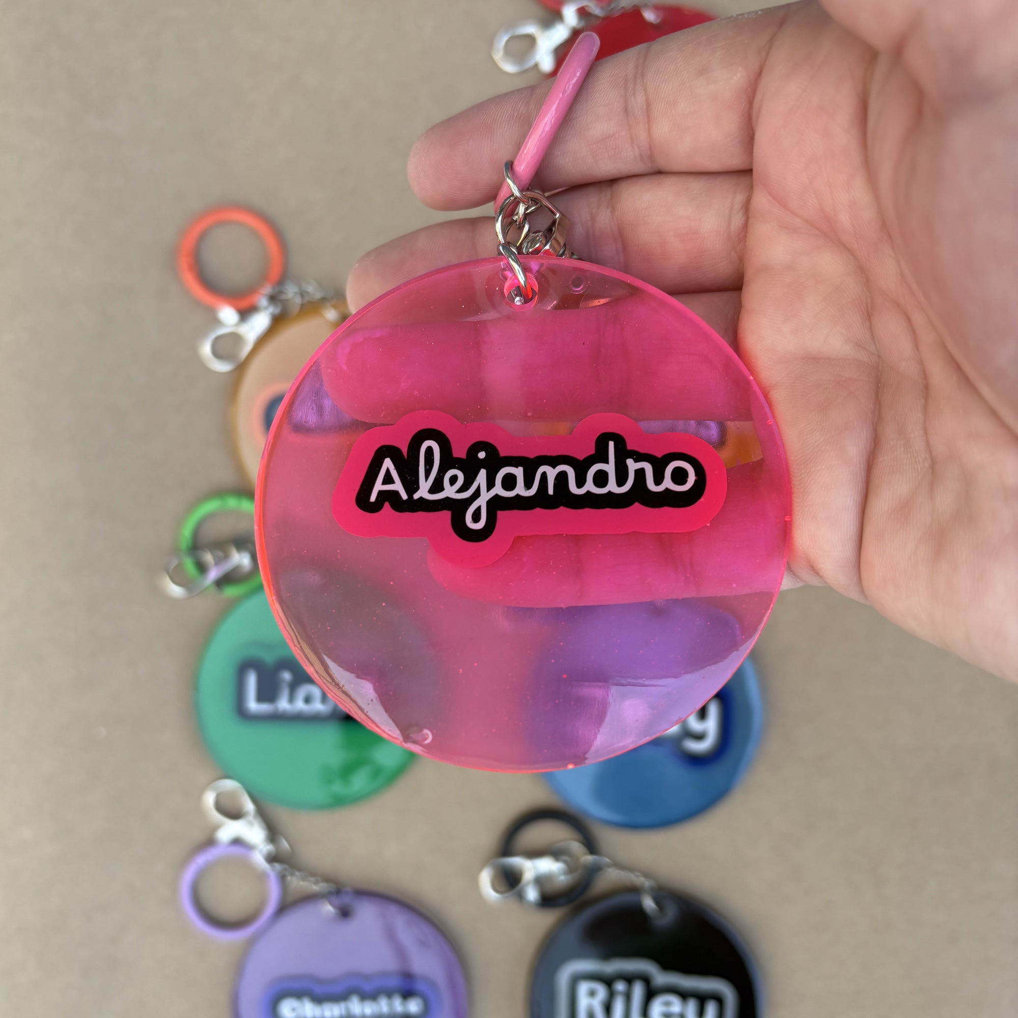 Custom Resin Name Keychain (3”) - 8 Colors & 5 Font Styles