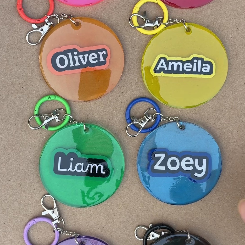 Custom Resin Name Keychain (3”) - 8 Colors & 5 Font Styles