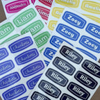 Custom Name Label Sheet - 12 Personalized Water-Resistant Labels (Style B)